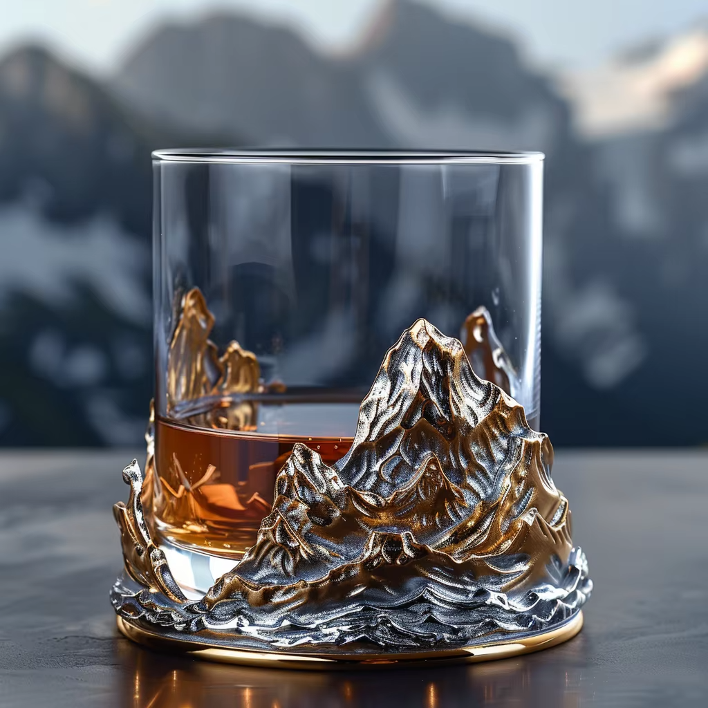 Mountain Retro Style Whiskey Glass