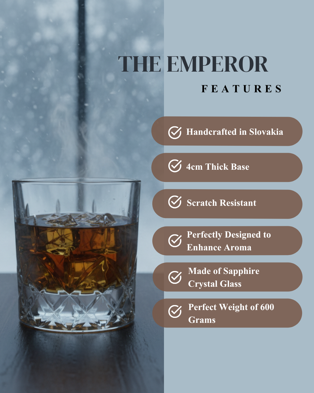 "The Emperor" Set of 2 Whiskey Glasses - Handcrafted in Slovakia