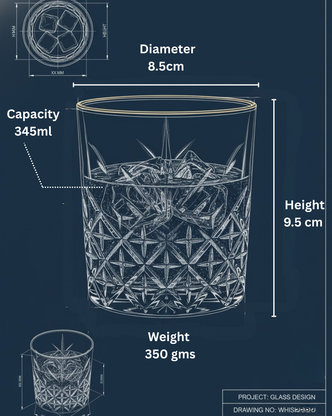 "The Monarch" Set of 2 Whiskey Glasses