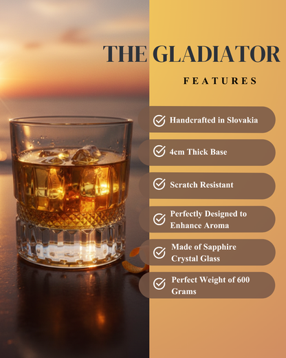 "The Gladiator" Set of 2 Whiskey Glasses - Handcrafted in Slovakia