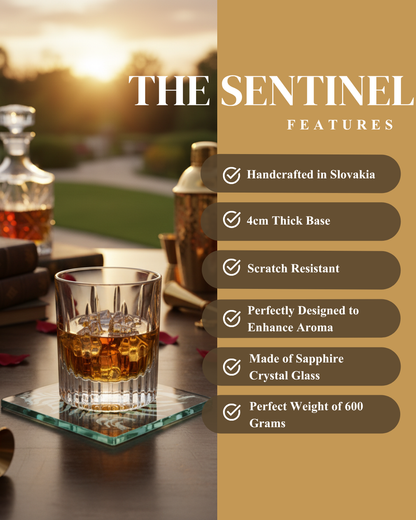 "The Sentinel" Set of 2 Whiskey Glasses - Handcrafted in Slovakia