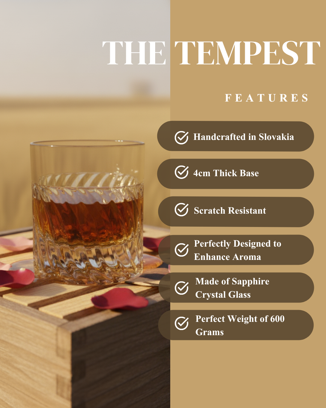 "The Tempest" Set of 2 Whiskey Glasses - Handcrafted in Slovakia