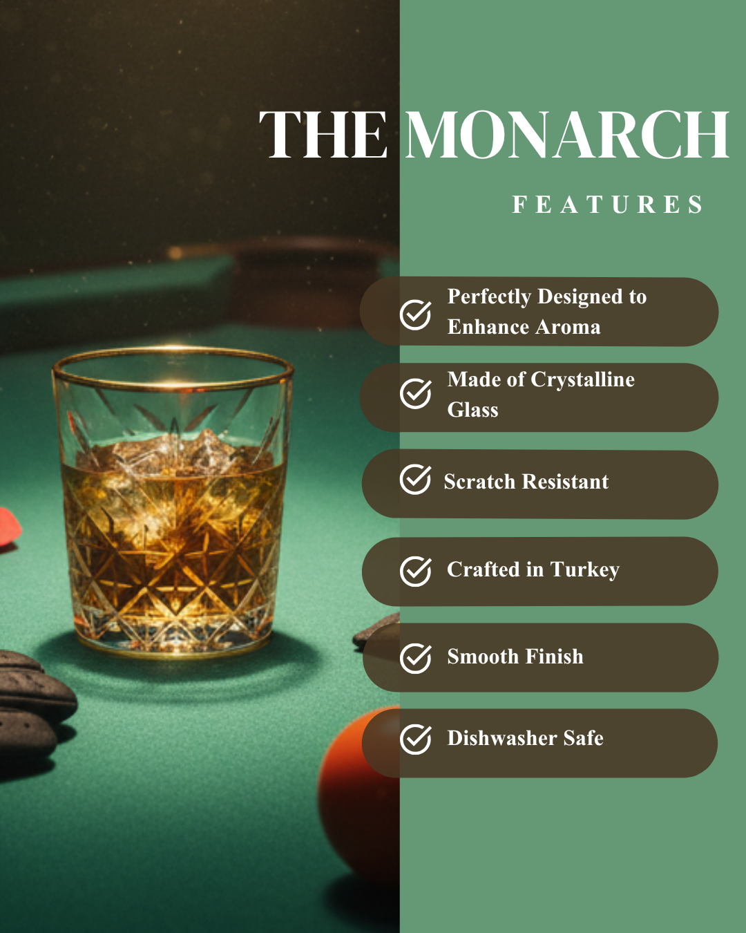 "The Monarch" Set of 2 Whiskey Glasses